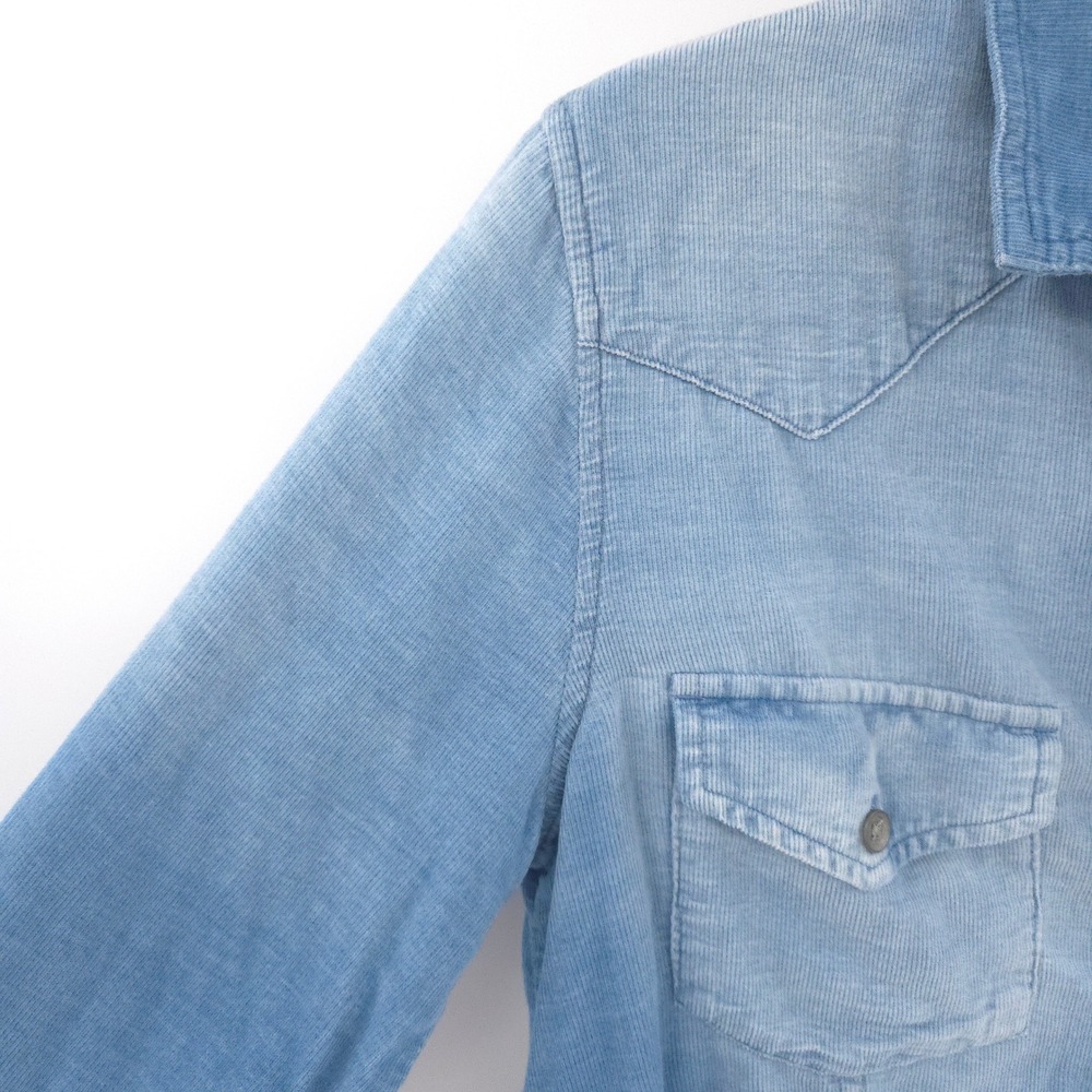 Anthropologie Cloth & Stone Corduroy Button Down Shirt Women Size S Blue Western - Picture 4 of 12